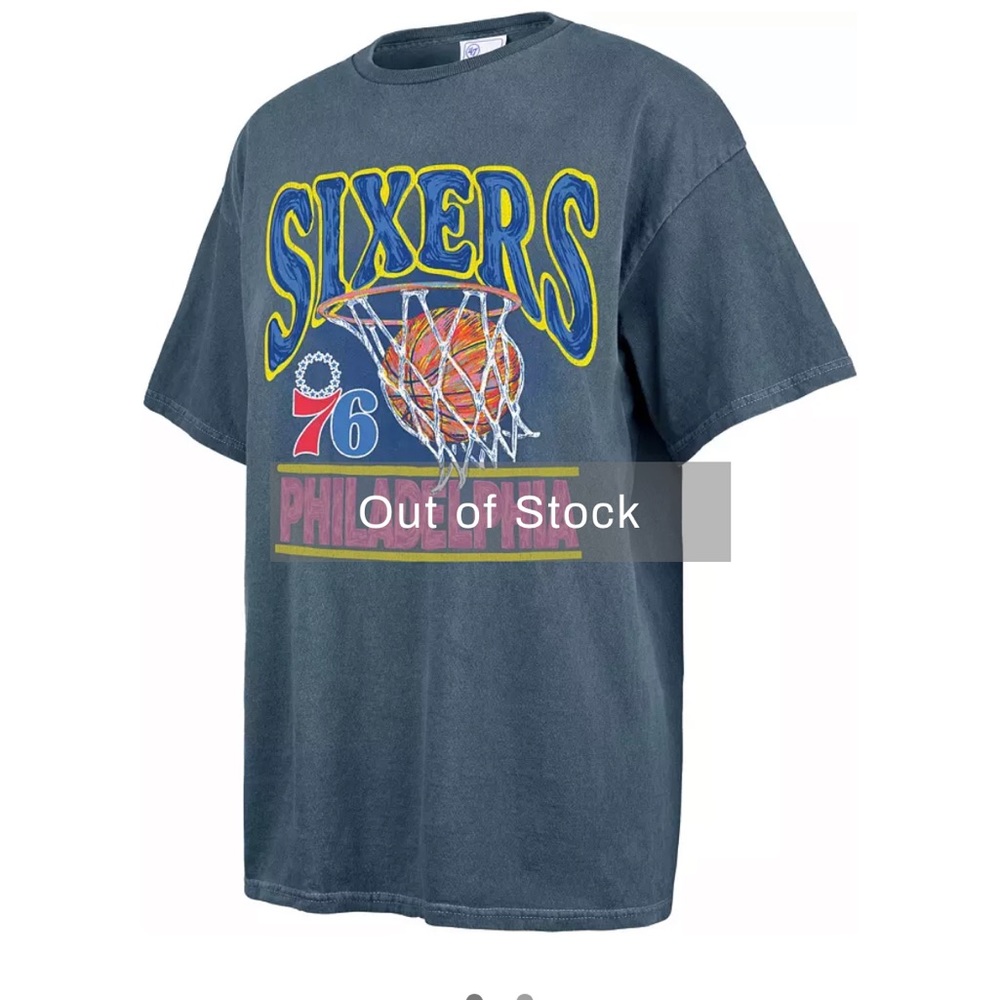 '47 Women's Philadelphia 76ers Blue Vintage Tubular T-Shirt NWT
